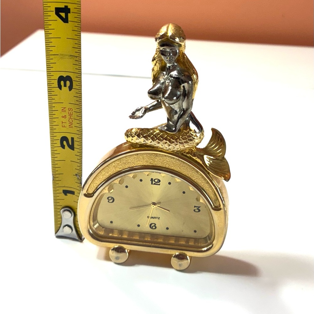 Gold-Plated Mermaid Table Clock - Picture 9 of 12